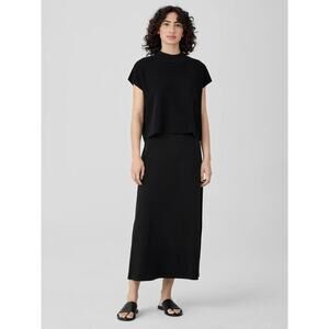 Eileen Fisher maxi Skirt L black‎ Stretch Jersey Knit A-Line minimalist